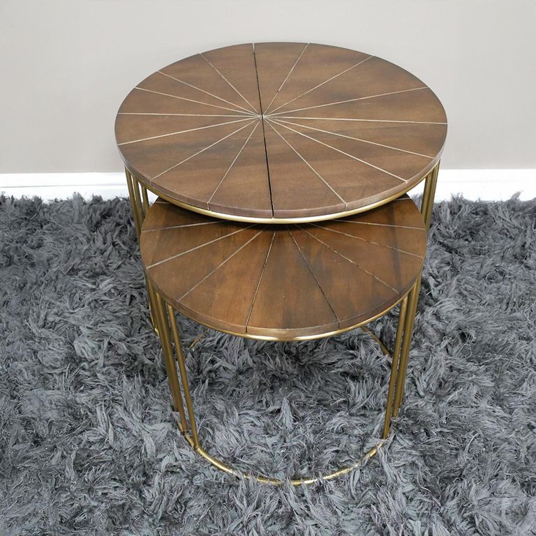 Side Tables - Mango Wood - Round - 2 Piece