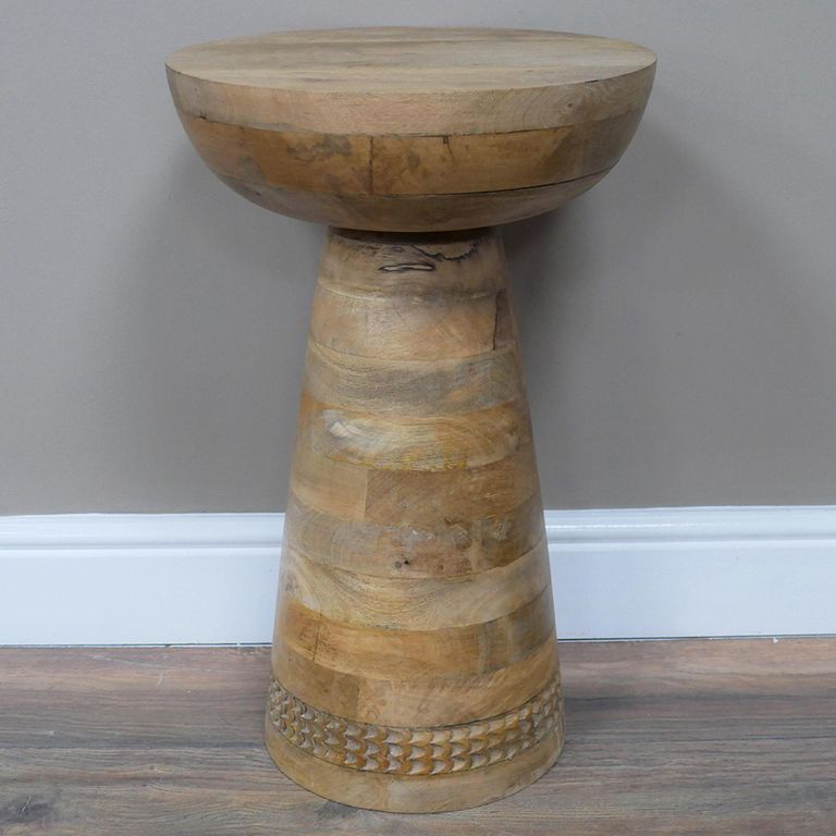 Side Table - Wooden - Round Pedestal Style