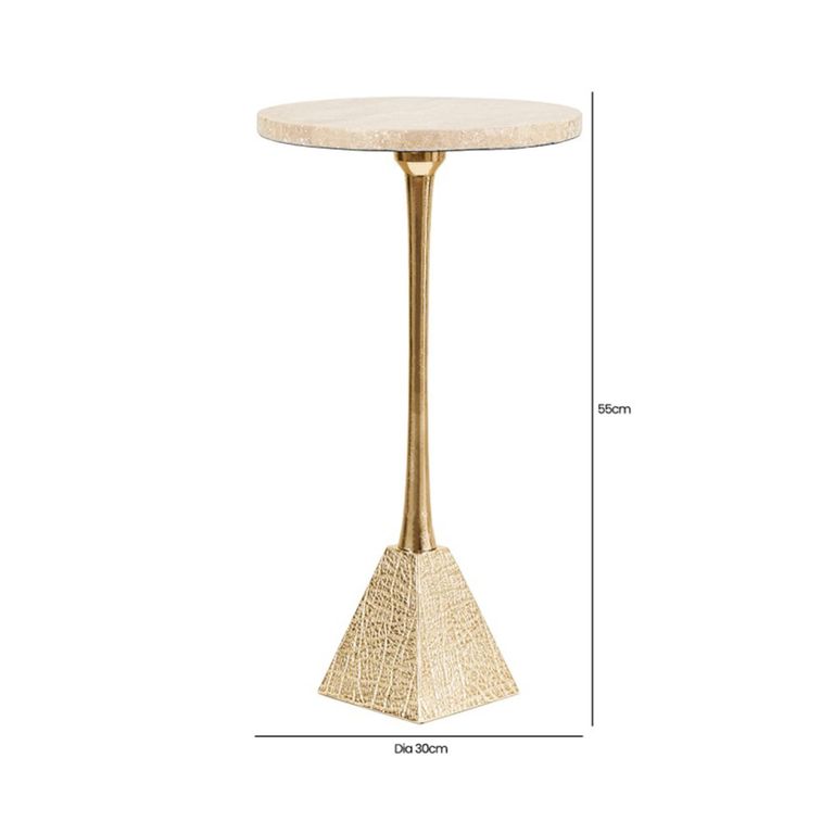 Ella Side Table - Round - Cream Marble