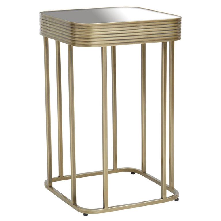 Ella Side Table - Square - Mirrored with Gold Metal