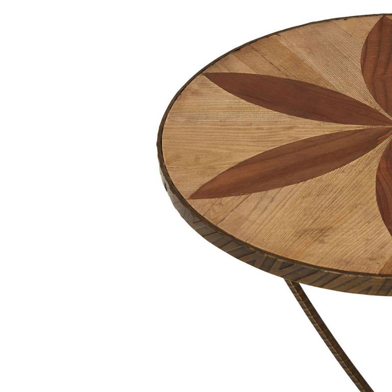 Elmo Side Table - Large - Round - Elm Wood and Metal