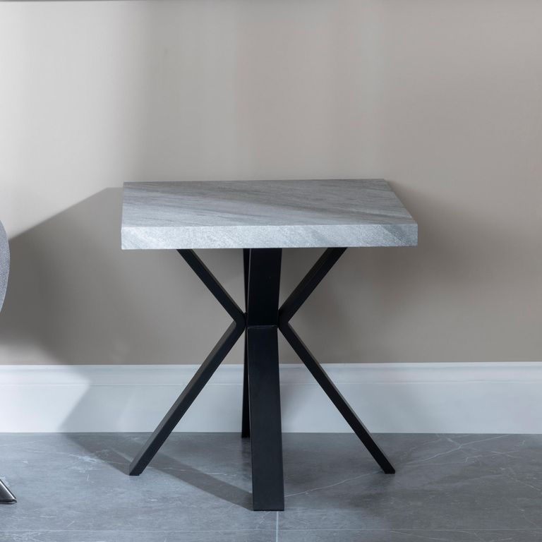 Ezra Grey Square End Table with Black Spider Legs