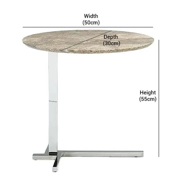 Flamingo Oval Accent Table - Marble with Steel Base - Variation Available