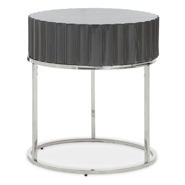 Genoa Side Table - Round - Grey High Gloss