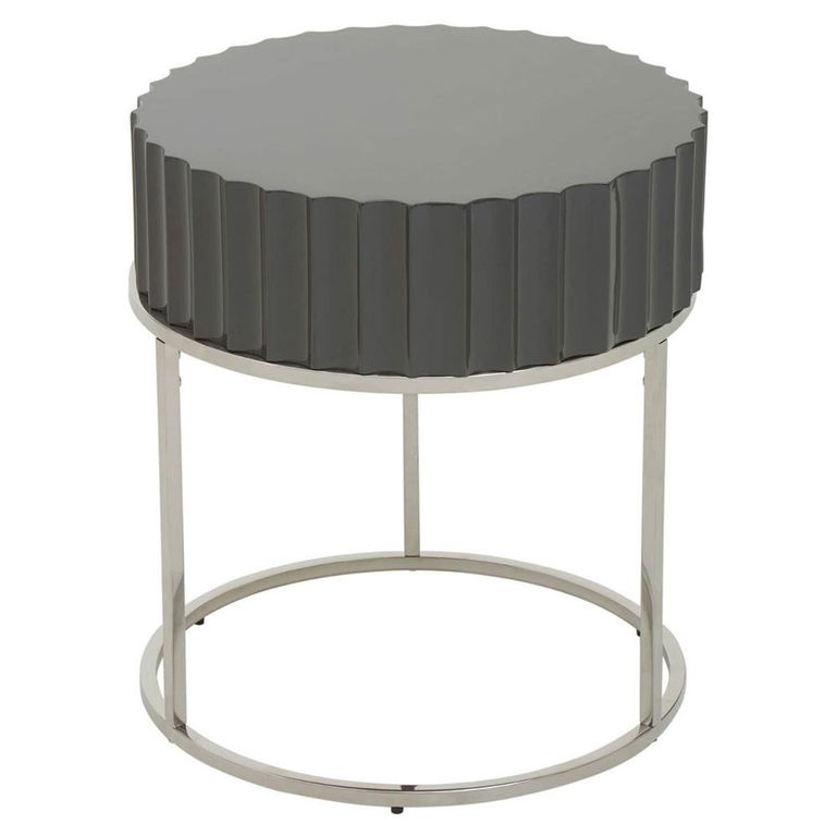 Genoa Side Table - Round - Grey High Gloss