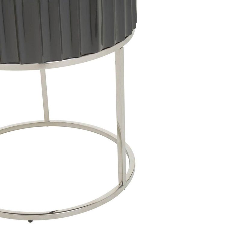 Genoa Side Table - Round - Grey High Gloss