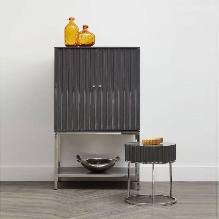 Genoa Side Table - Round - Grey High Gloss