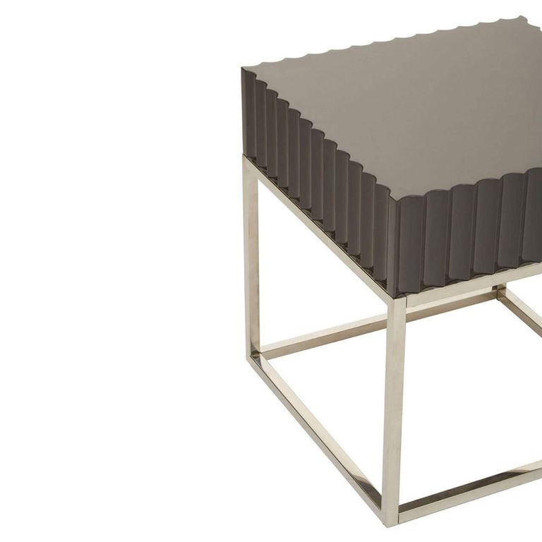 Genoa Side Table - Square - Grey High Gloss
