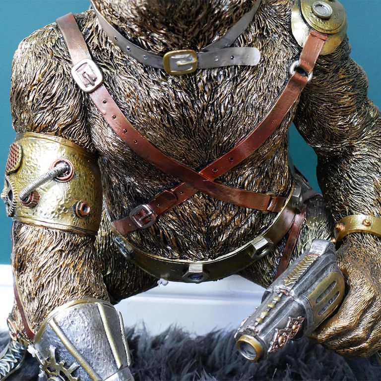 Side Table - Glass Round - Gold Monkey Base - Metal