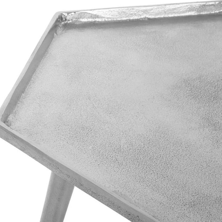 Halle Side Table - Set of 2 - Hexagonal - Silver Metal