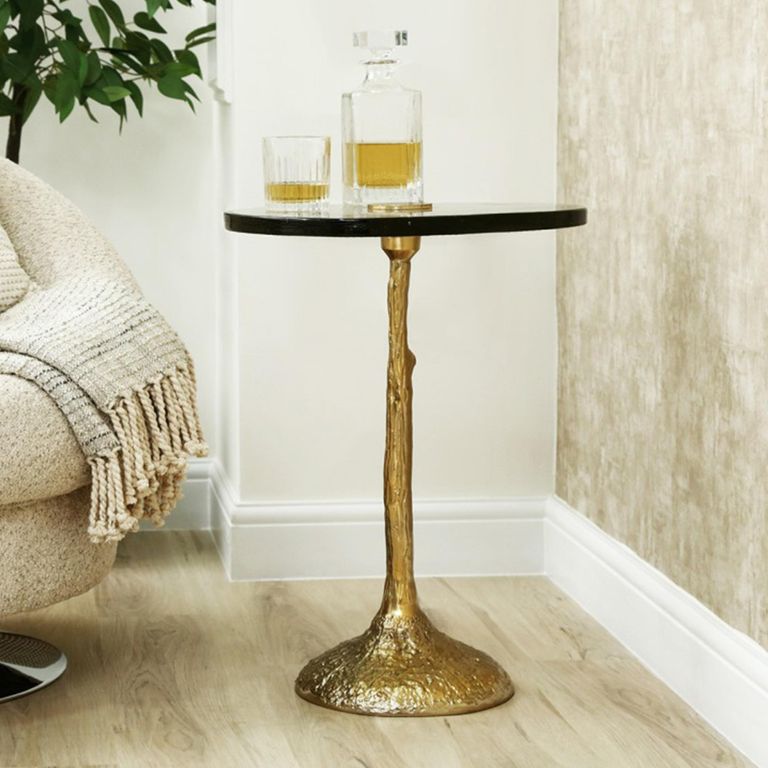 Side Table - Handmade - Glass and Gold Metal