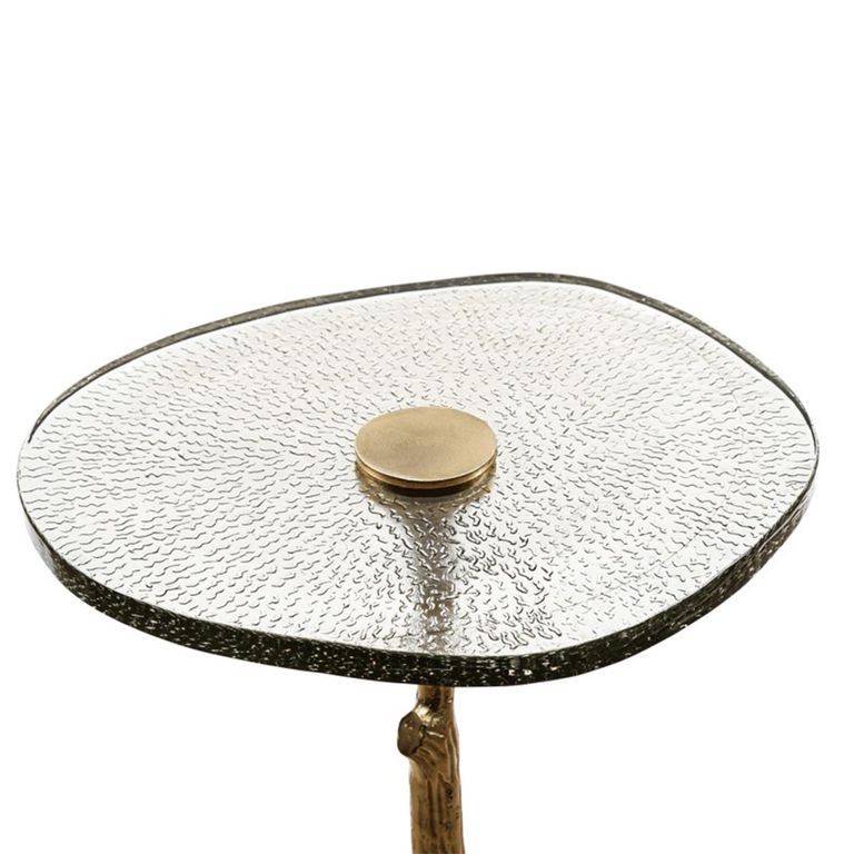 Side Table - Handmade - Glass and Gold Metal