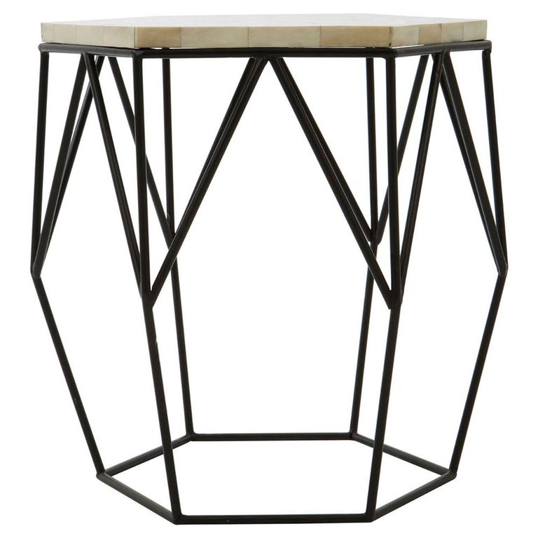Harlo Side Table - Hexagonal - Ivory and Black