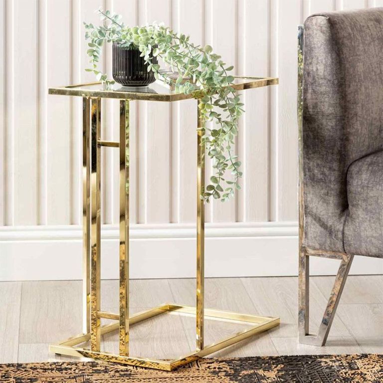 Harry Side Table - Clear Glass and Gold Metal