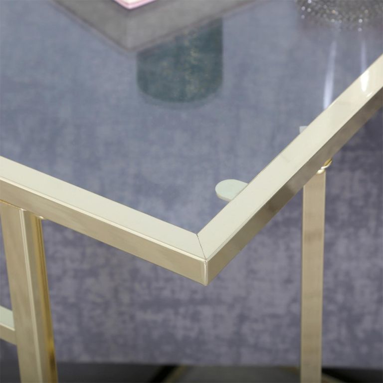 Harry Side Table - Clear Glass and Gold Metal