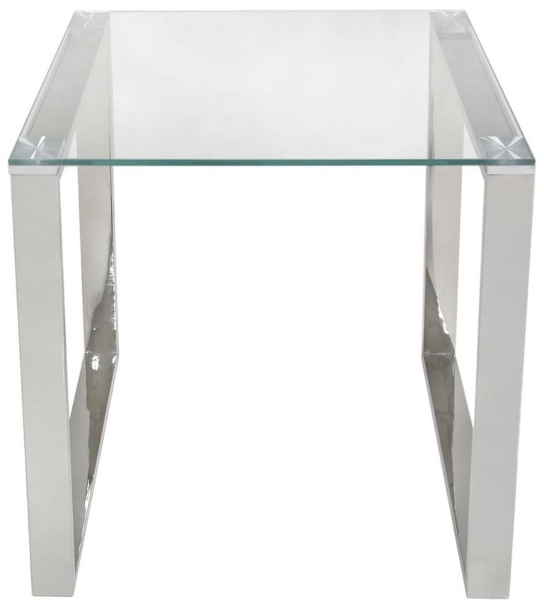 Harry End Table - Square - Glass and Chrome