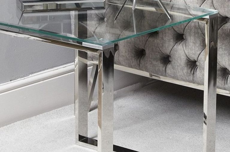 Harry End Table - Square - Glass and Chrome