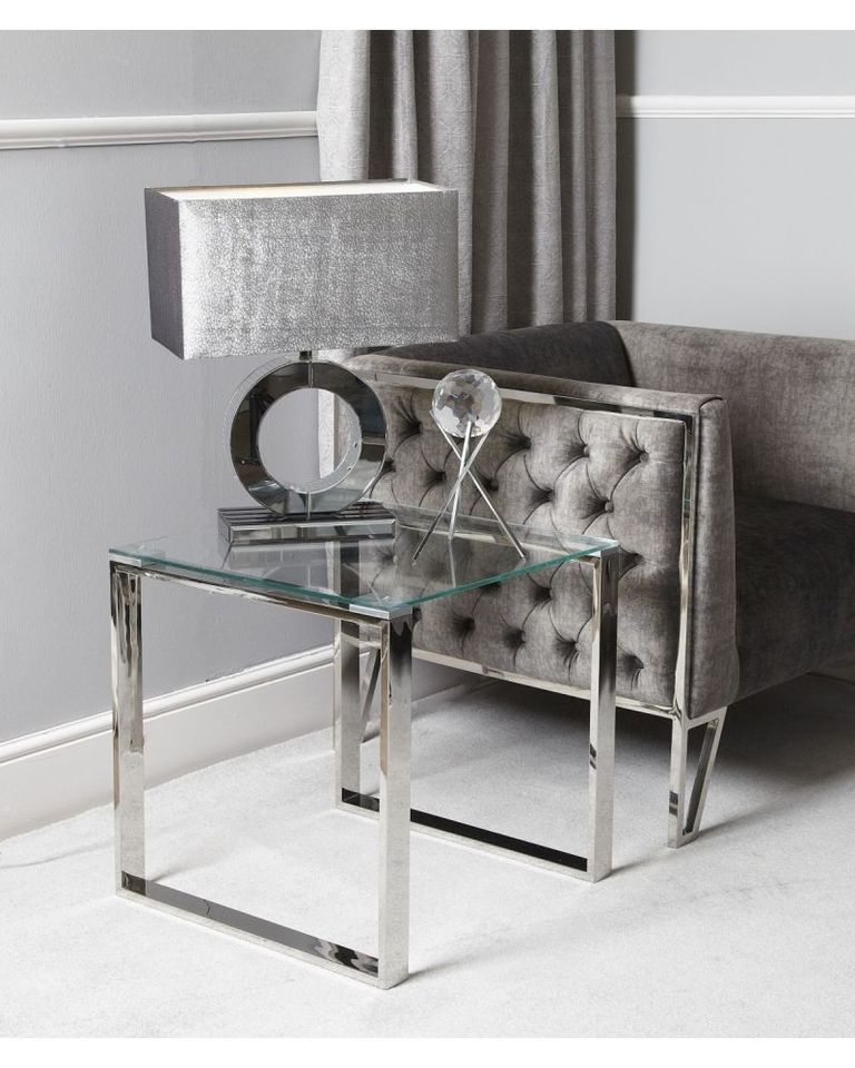 Harry End Table - Square - Glass and Chrome