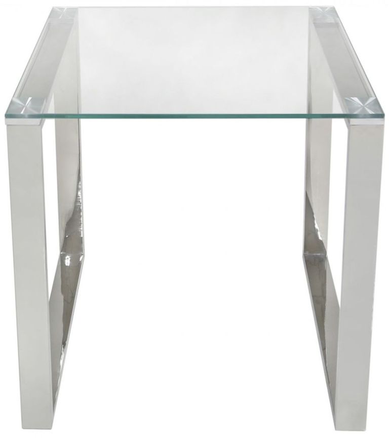 Harry End Table - Square - Glass and Chrome