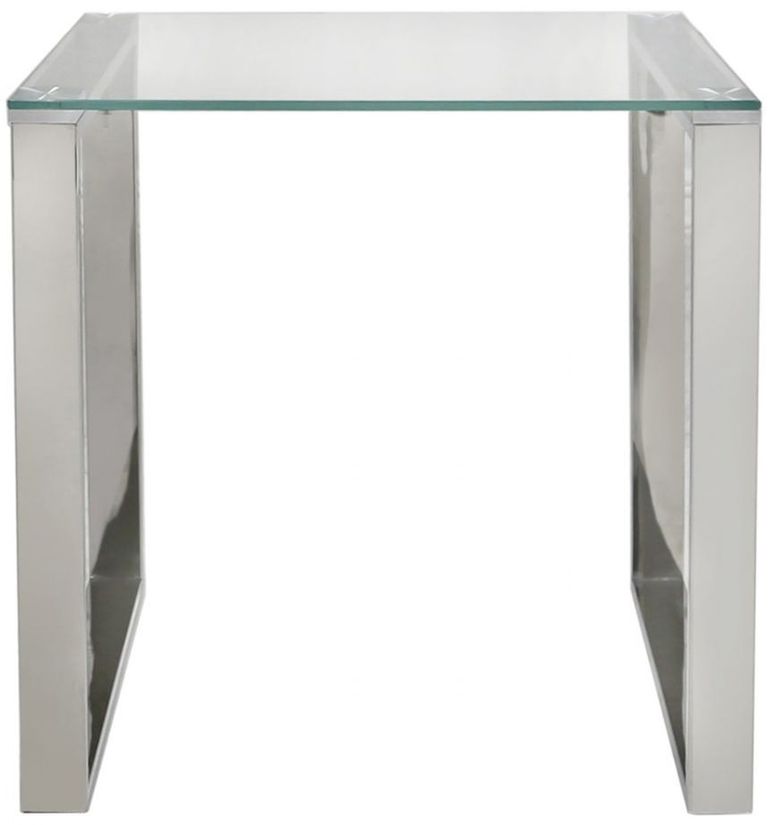Harry End Table - Square - Glass and Chrome