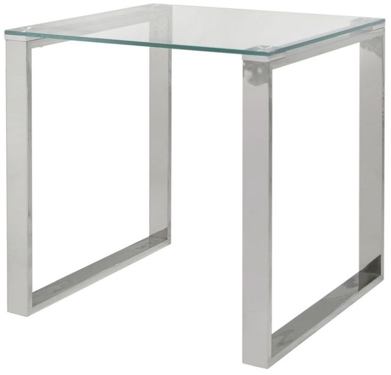 Harry End Table - Square - Glass and Chrome