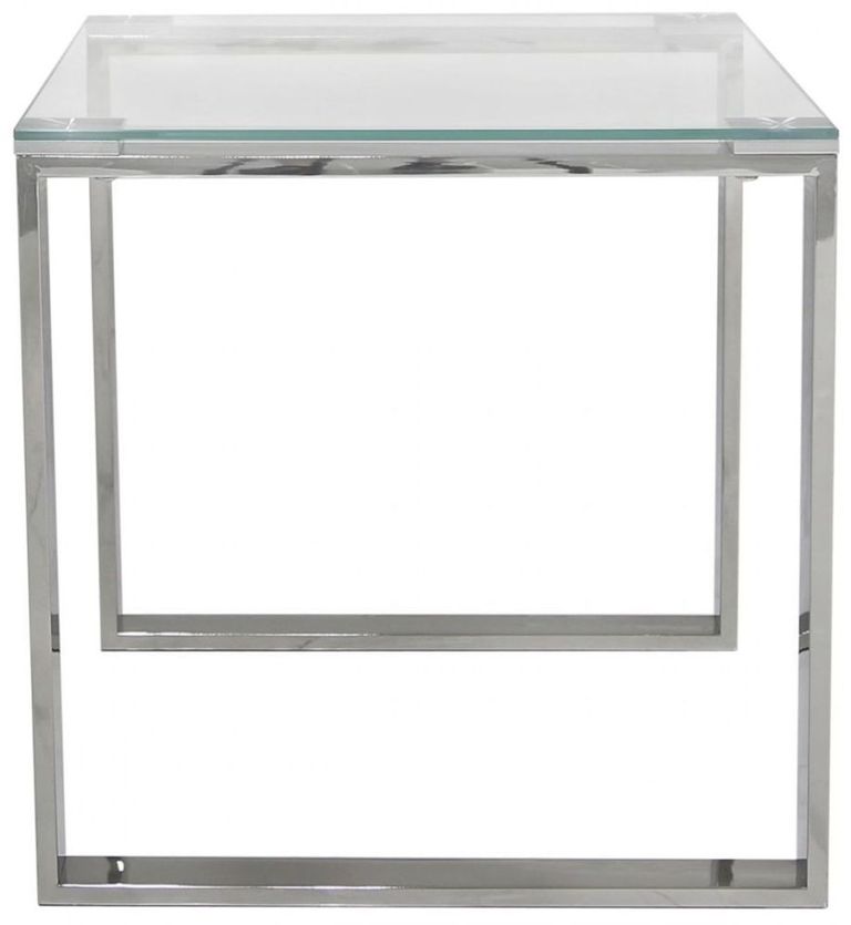 Harry End Table - Square - Glass and Chrome