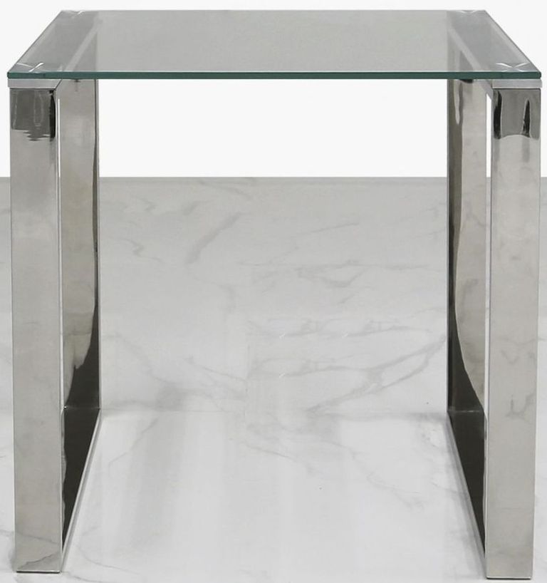 Harry End Table - Square - Glass and Chrome