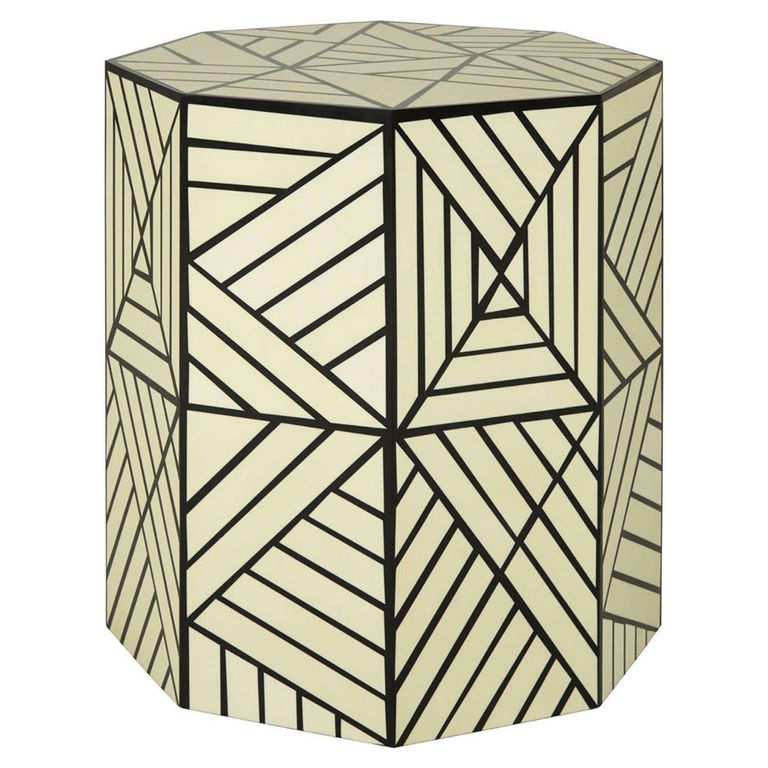 Hassa Side Table - Octagonal - Ivory and Black