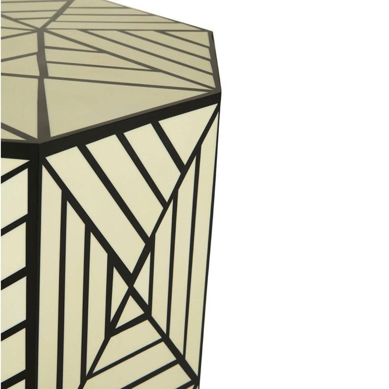 Hassa Side Table - Octagonal - Ivory and Black