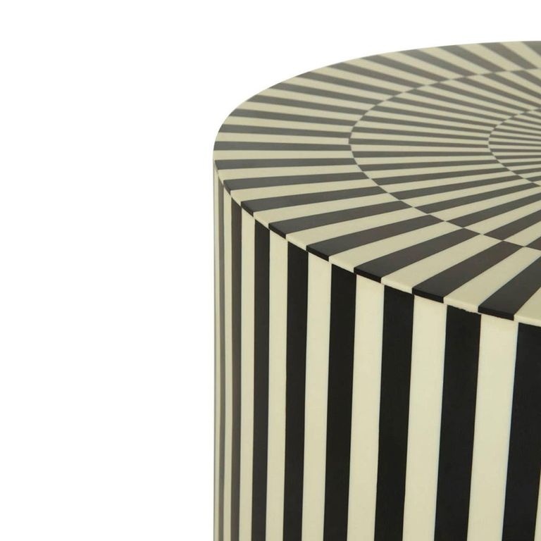 Hassa Side Table - Round - Ivory and Black
