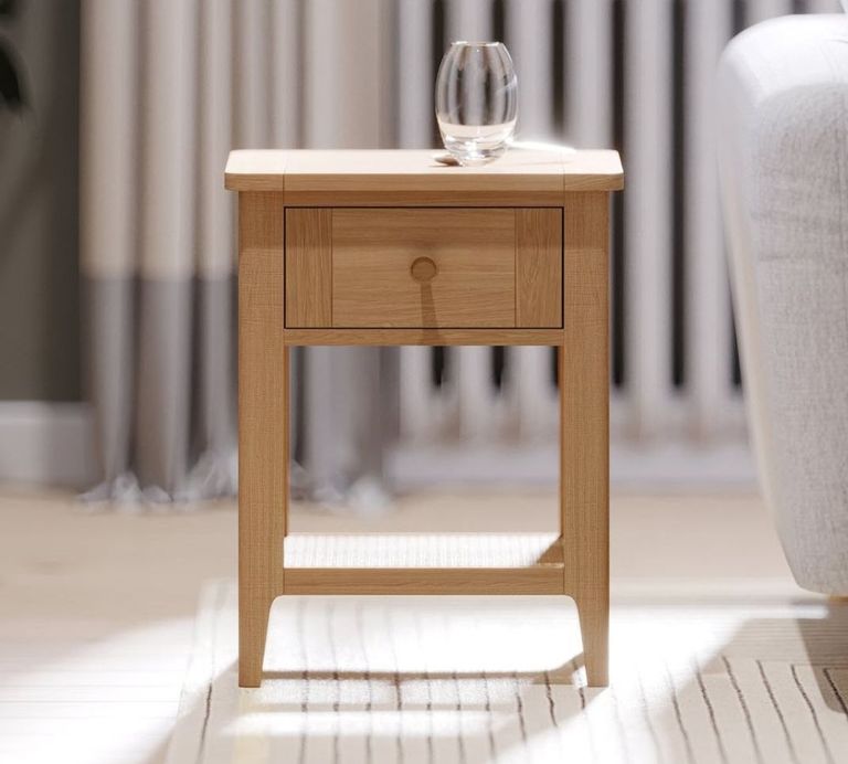 Henley Oak and Rattan 1 Drawer Side Table