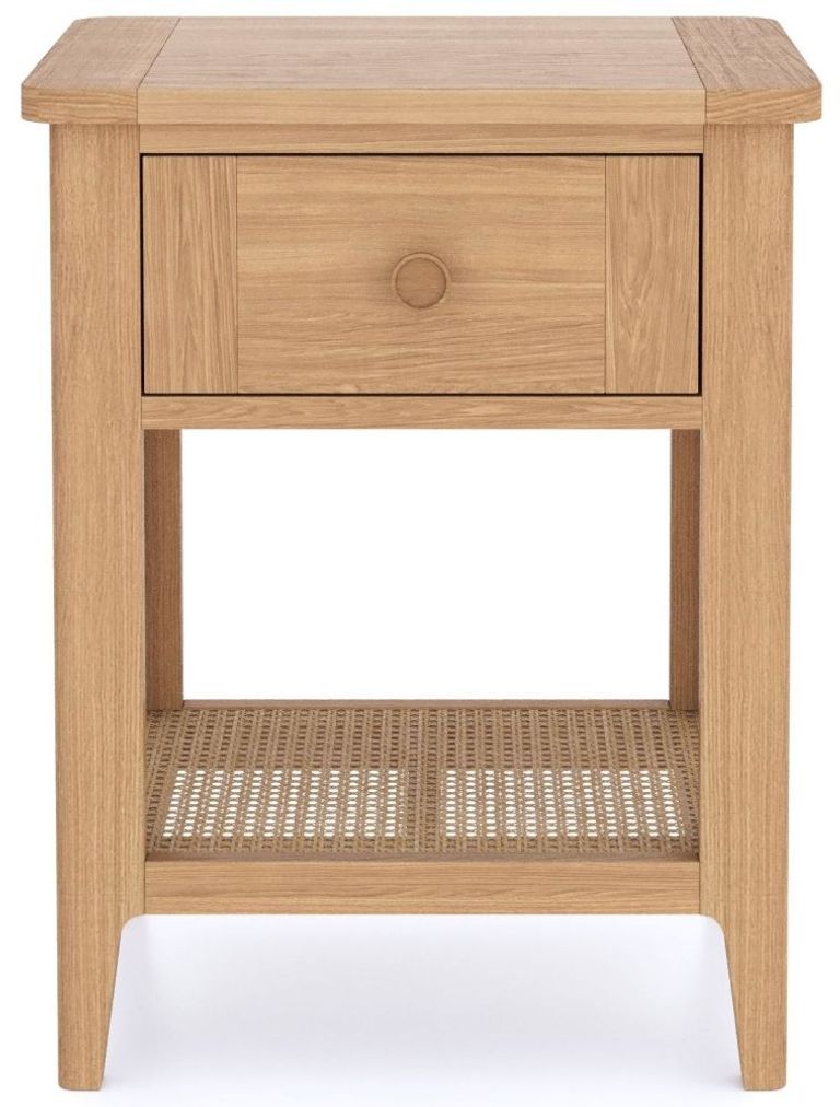 Henley Oak and Rattan 1 Drawer Side Table