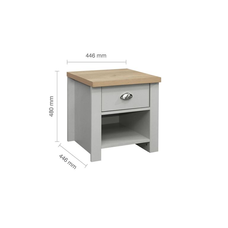 Highgate Lamp Table - 1 Drawer - Grey Painted