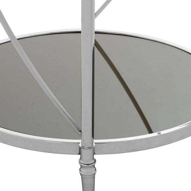 Hoffmann Side Table - Round - Black Glass with Silver Metal