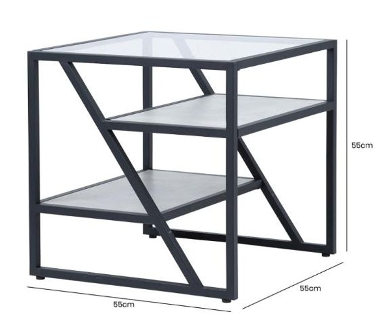 Ibarra End Table - Square - Black and Grey