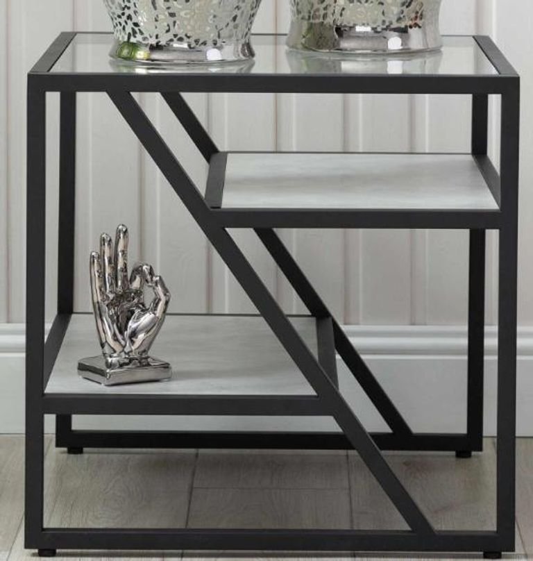 Ibarra End Table - Square - Black and Grey