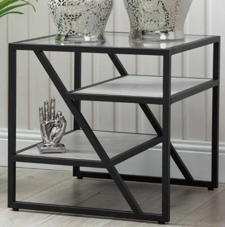 Ibarra End Table - Square - Black and Grey