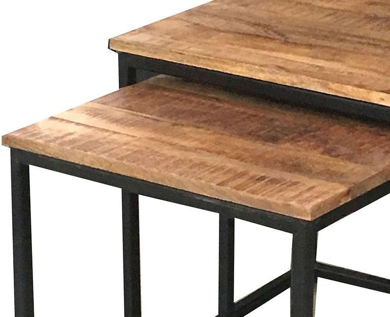 Industrial Mango Wood Nest of 2 Tables