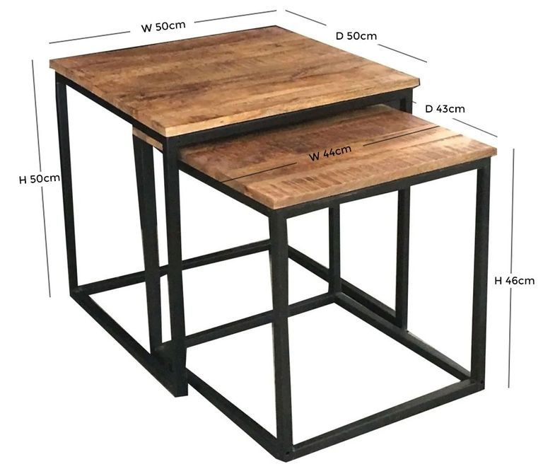 Industrial Mango Wood Nest of 2 Tables