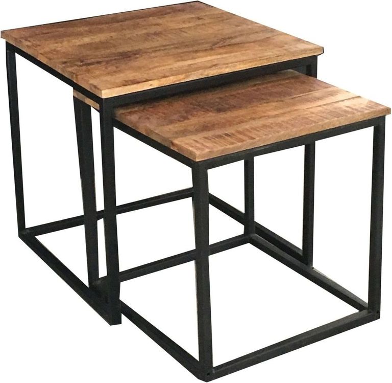 Industrial Mango Wood Nest of 2 Tables