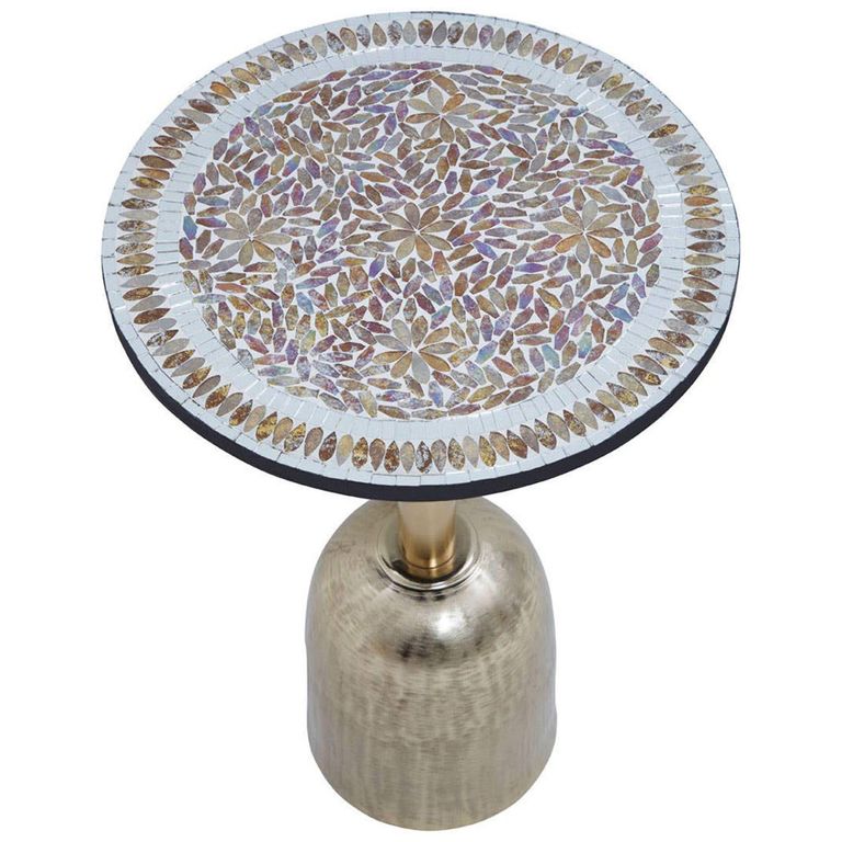 Inventivo Side Table - Round - Black Marble with Gold Metal