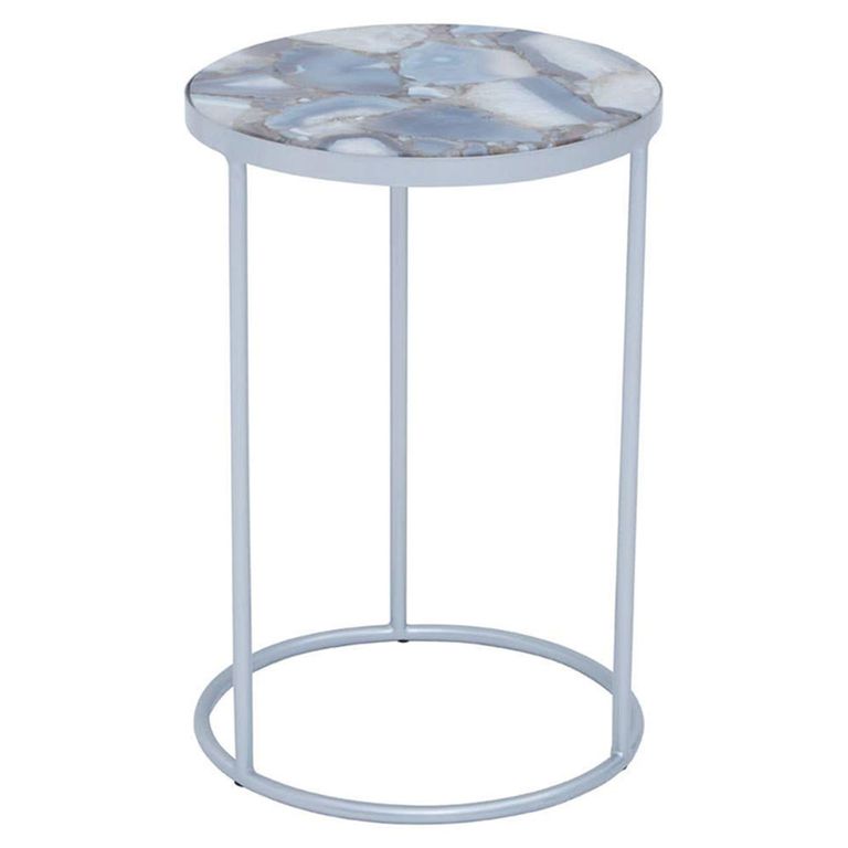 Inventivo Side Table - Blue Marble with Round Agate