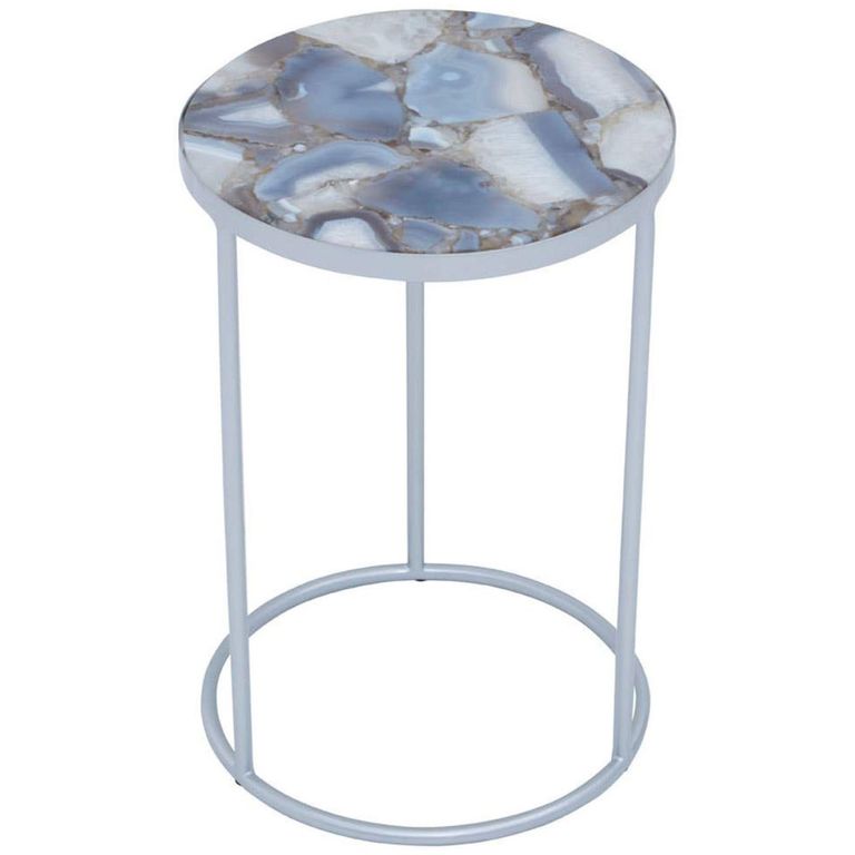 Inventivo Side Table - Blue Marble with Round Agate