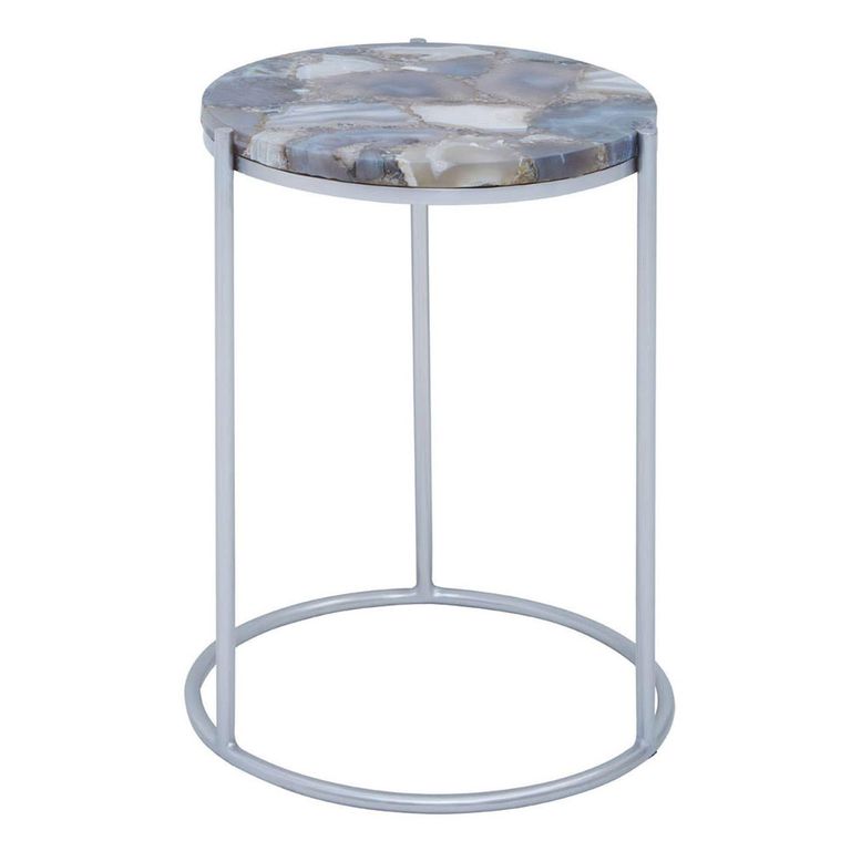 Inventivo Side Table - Ivory Marble with Round Agate