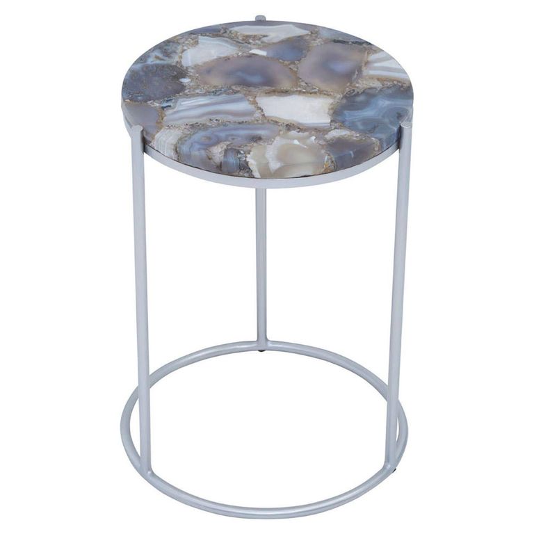 Inventivo Side Table - Ivory Marble with Round Agate
