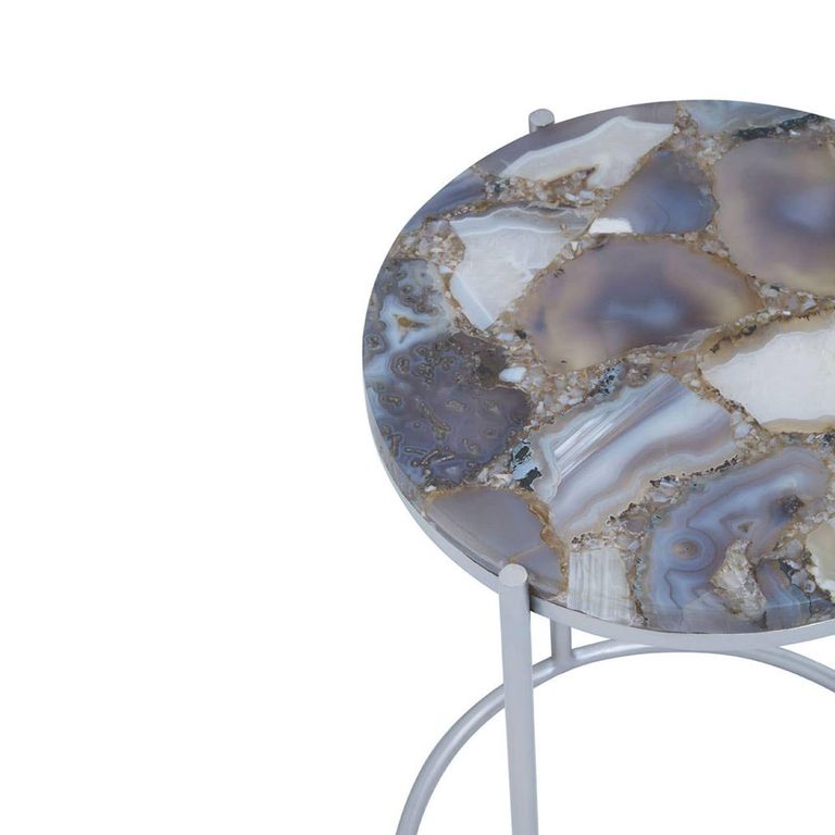 Inventivo Side Table - Ivory Marble with Round Agate