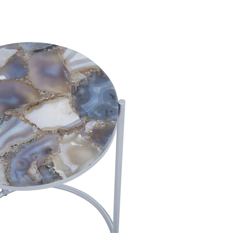Inventivo Side Table - Ivory Marble with Round Agate