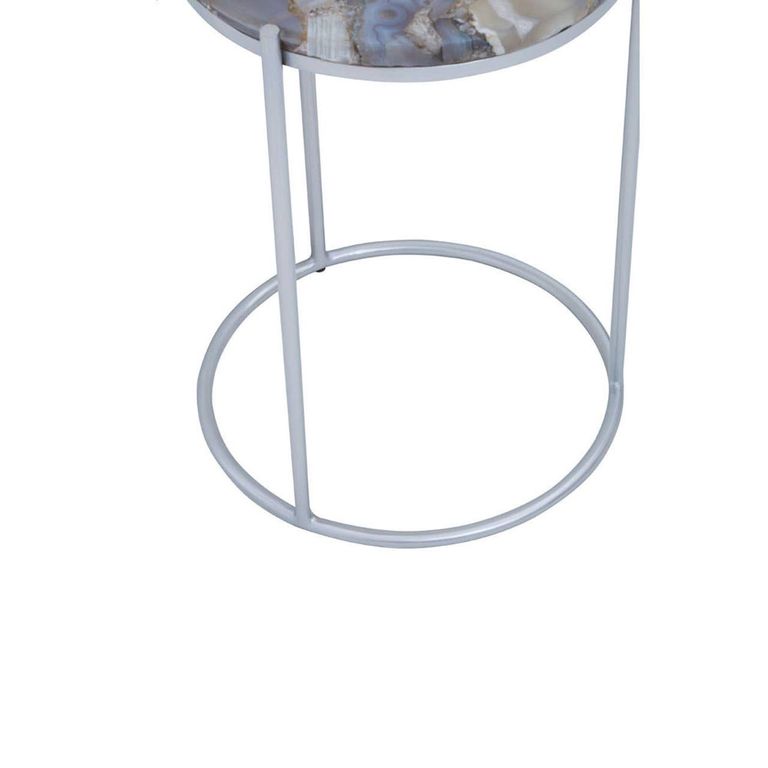Inventivo Side Table - Ivory Marble with Round Agate