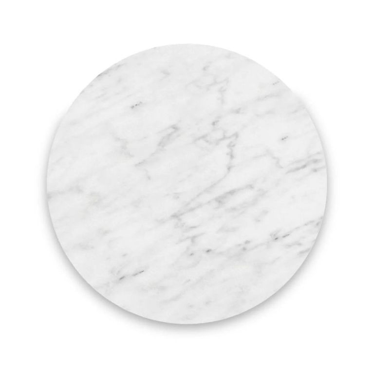 Isabella Grey Side Table - Round Fluted - White Marble Top