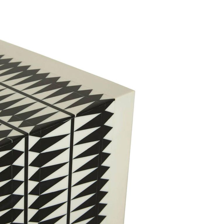 Issey Side Table - Square - White and Black Wood